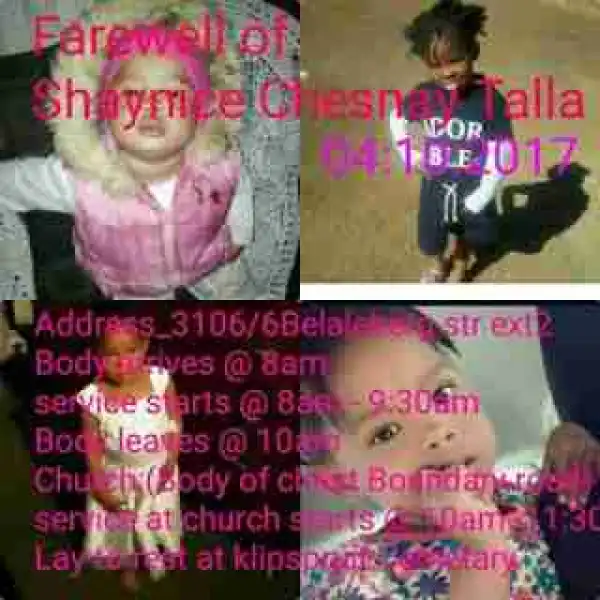 Such Wickedness!! This 4-Year-Old Girl Was [email protected] And Murdered In South Africa (Photos)